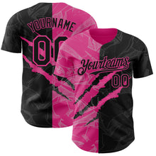 Загрузить изображение в средство просмотра галереи, Custom Graffiti Pattern Black-Pink 3D Scratch Authentic Baseball Jersey
