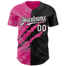Загрузить изображение в средство просмотра галереи, Custom Graffiti Pattern White Black-Pink 3D Scratch Authentic Baseball Jersey