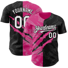Загрузить изображение в средство просмотра галереи, Custom Graffiti Pattern White Black-Pink 3D Scratch Authentic Baseball Jersey