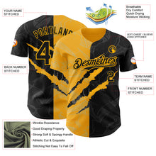 Загрузить изображение в средство просмотра галереи, Custom Graffiti Pattern Black-Gold 3D Scratch Authentic Baseball Jersey
