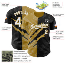 Загрузить изображение в средство просмотра галереи, Custom Graffiti Pattern White Black-Old Gold 3D Scratch Authentic Baseball Jersey