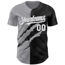 Загрузить изображение в средство просмотра галереи, Custom Graffiti Pattern White Black-Gray 3D Scratch Authentic Baseball Jersey