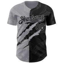 Загрузить изображение в средство просмотра галереи, Custom Graffiti Pattern Black-Gray 3D Scratch Authentic Baseball Jersey