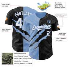 Загрузить изображение в средство просмотра галереи, Custom Graffiti Pattern White Black-Light Blue 3D Scratch Authentic Baseball Jersey