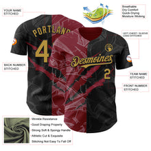 Загрузить изображение в средство просмотра галереи, Custom Graffiti Pattern Old Gold Black-Crimson 3D Scratch Authentic Baseball Jersey