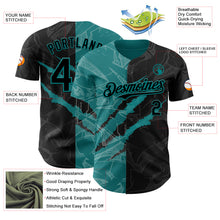 Charger l'image dans la galerie, Custom Graffiti Pattern Black-Teal 3D Scratch Authentic Baseball Jersey