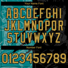Загрузить изображение в средство просмотра галереи, Custom Graffiti Pattern Old Gold Black-Teal 3D Scratch Authentic Baseball Jersey