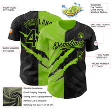 Загрузить изображение в средство просмотра галереи, Custom Graffiti Pattern Black-Neon Green 3D Scratch Authentic Baseball Jersey