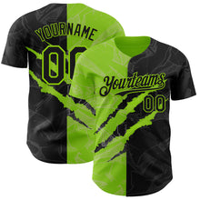 Загрузить изображение в средство просмотра галереи, Custom Graffiti Pattern Black-Neon Green 3D Scratch Authentic Baseball Jersey