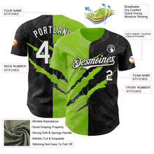 Загрузить изображение в средство просмотра галереи, Custom Graffiti Pattern White Black-Neon Green 3D Scratch Authentic Baseball Jersey