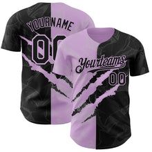 Загрузить изображение в средство просмотра галереи, Custom Graffiti Pattern Black-Light Purple 3D Scratch Authentic Baseball Jersey