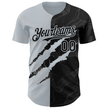 Загрузить изображение в средство просмотра галереи, Custom Graffiti Pattern Black-Silver 3D Scratch Authentic Baseball Jersey
