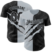 Загрузить изображение в средство просмотра галереи, Custom Graffiti Pattern Black-Silver 3D Scratch Authentic Baseball Jersey