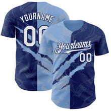 Загрузить изображение в средство просмотра галереи, Custom Graffiti Pattern White Royal-Light Blue 3D Scratch Authentic Baseball Jersey