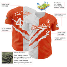 Загрузить изображение в средство просмотра галереи, Custom Graffiti Pattern White-Orange 3D Scratch Authentic Baseball Jersey
