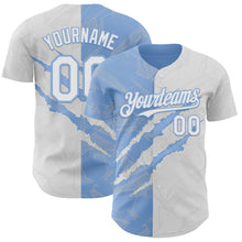 Загрузить изображение в средство просмотра галереи, Custom Graffiti Pattern White-Light Blue 3D Scratch Authentic Baseball Jersey