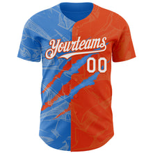 Загрузить изображение в средство просмотра галереи, Custom Graffiti Pattern White Orange-Electric Blue 3D Scratch Authentic Baseball Jersey