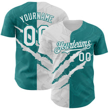 Загрузить изображение в средство просмотра галереи, Custom Graffiti Pattern White-Teal 3D Scratch Authentic Baseball Jersey