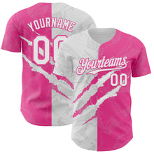 Загрузить изображение в средство просмотра галереи, Custom Graffiti Pattern White-Pink 3D Scratch Authentic Baseball Jersey
