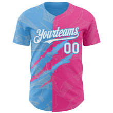 Загрузить изображение в средство просмотра галереи, Custom Graffiti Pattern White Pink-Sky Blue 3D Scratch Authentic Baseball Jersey