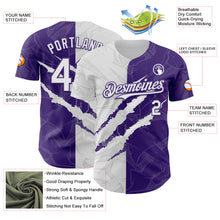 Загрузить изображение в средство просмотра галереи, Custom Graffiti Pattern White-Purple 3D Scratch Authentic Baseball Jersey