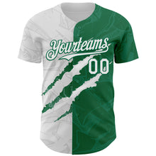 Загрузить изображение в средство просмотра галереи, Custom Graffiti Pattern White-Kelly Green 3D Scratch Authentic Baseball Jersey