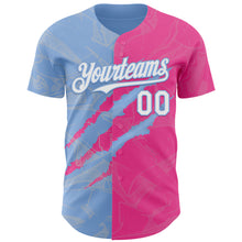 Загрузить изображение в средство просмотра галереи, Custom Graffiti Pattern White Pink-Light Blue 3D Scratch Authentic Baseball Jersey