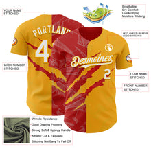 Загрузить изображение в средство просмотра галереи, Custom Graffiti Pattern White Gold-Red 3D Scratch Authentic Baseball Jersey