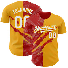 Загрузить изображение в средство просмотра галереи, Custom Graffiti Pattern White Gold-Red 3D Scratch Authentic Baseball Jersey