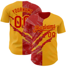 Загрузить изображение в средство просмотра галереи, Custom Graffiti Pattern Red-Gold 3D Scratch Authentic Baseball Jersey