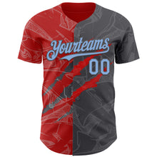 Загрузить изображение в средство просмотра галереи, Custom Graffiti Pattern Light Blue Steel Gray-Red 3D Scratch Authentic Baseball Jersey