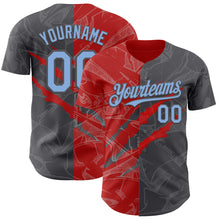 Загрузить изображение в средство просмотра галереи, Custom Graffiti Pattern Light Blue Steel Gray-Red 3D Scratch Authentic Baseball Jersey