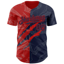 Загрузить изображение в средство просмотра галереи, Custom Graffiti Pattern Navy-Red 3D Scratch Authentic Baseball Jersey