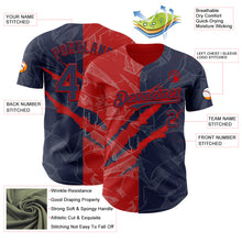 Загрузить изображение в средство просмотра галереи, Custom Graffiti Pattern Navy-Red 3D Scratch Authentic Baseball Jersey