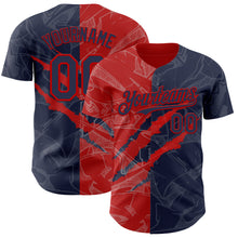 Загрузить изображение в средство просмотра галереи, Custom Graffiti Pattern Navy-Red 3D Scratch Authentic Baseball Jersey