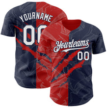 Загрузить изображение в средство просмотра галереи, Custom Graffiti Pattern White Navy-Red 3D Scratch Authentic Baseball Jersey