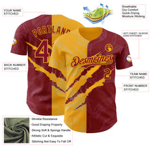 Загрузить изображение в средство просмотра галереи, Custom Graffiti Pattern Crimson-Gold 3D Scratch Authentic Baseball Jersey