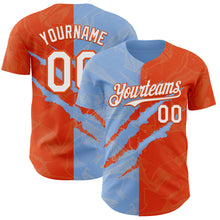 Загрузить изображение в средство просмотра галереи, Custom Graffiti Pattern White Orange-Light Blue 3D Scratch Authentic Baseball Jersey