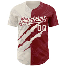 Загрузить изображение в средство просмотра галереи, Custom Graffiti Pattern Cream-Crimson 3D Scratch Authentic Baseball Jersey