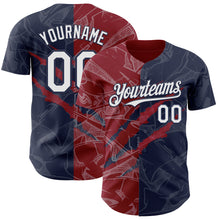Загрузить изображение в средство просмотра галереи, Custom Graffiti Pattern White Navy-Crimson 3D Scratch Authentic Baseball Jersey