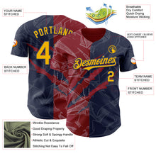 Загрузить изображение в средство просмотра галереи, Custom Graffiti Pattern Gold Navy-Crimson 3D Scratch Authentic Baseball Jersey
