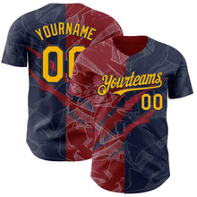 Загрузить изображение в средство просмотра галереи, Custom Graffiti Pattern Gold Navy-Crimson 3D Scratch Authentic Baseball Jersey