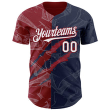 Загрузить изображение в средство просмотра галереи, Custom Graffiti Pattern White Navy-Crimson 3D Scratch Authentic Baseball Jersey