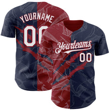 Загрузить изображение в средство просмотра галереи, Custom Graffiti Pattern White Navy-Crimson 3D Scratch Authentic Baseball Jersey
