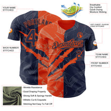 Загрузить изображение в средство просмотра галереи, Custom Graffiti Pattern Navy-Orange 3D Scratch Authentic Baseball Jersey