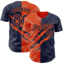 Загрузить изображение в средство просмотра галереи, Custom Graffiti Pattern Navy-Orange 3D Scratch Authentic Baseball Jersey