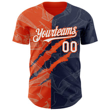 Загрузить изображение в средство просмотра галереи, Custom Graffiti Pattern White Navy-Orange 3D Scratch Authentic Baseball Jersey