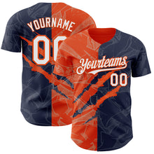 Загрузить изображение в средство просмотра галереи, Custom Graffiti Pattern White Navy-Orange 3D Scratch Authentic Baseball Jersey