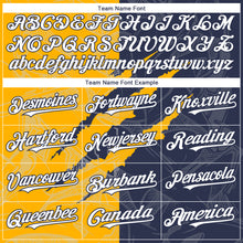 Загрузить изображение в средство просмотра галереи, Custom Graffiti Pattern White Navy-Gold 3D Scratch Authentic Baseball Jersey