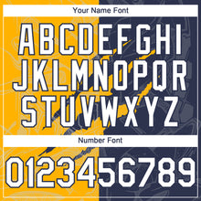 Загрузить изображение в средство просмотра галереи, Custom Graffiti Pattern White Navy-Gold 3D Scratch Authentic Baseball Jersey